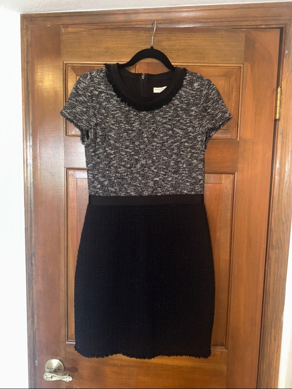 Rebecca Taylor Black and Gray Short Sleeve Dress